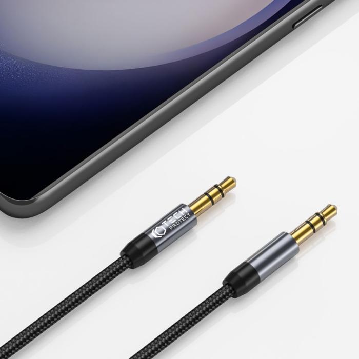 Bild 3, Tech-Protect Tech-Protect 1.5m 3.5mm AUX Ljudkabel Nylon Svart - Teknikhallen.se