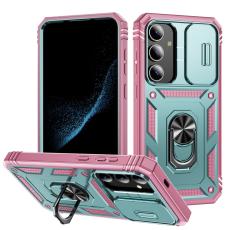  Galaxy S24 Plus Skal CamShield Ring Hybrid Armor Gr&aring;/Gr&ouml;n/Rosa - Teknikhallen.se