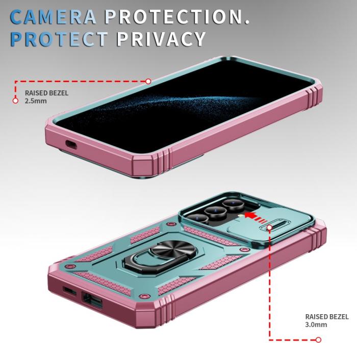 Bild 4,  Galaxy S24 Plus Skal CamShield Ring Hybrid Armor Grå/Grön/Rosa - Teknikhallen.se