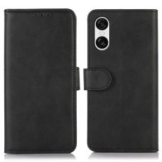  Sony Xperia 10 VI L&auml;der Fodral L&auml;der Solid Svart - Teknikhallen.se