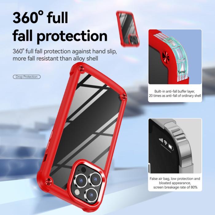 Bild 5,  iPhone 16 Pro Max Skal Shockproof Hybrid Armor Röd - Teknikhallen.se