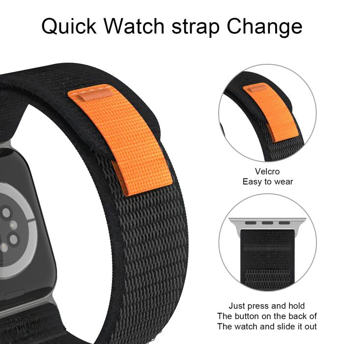 Bild 5, ColorPop Apple Watch 38/40/41/42 mm Armband Nylon Trail Loop Svart - Teknikhallen.se