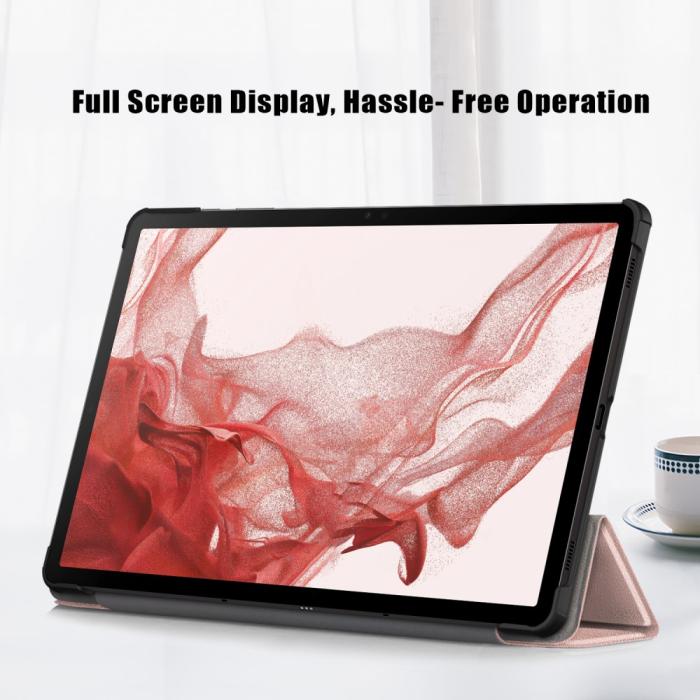 Bild 5,  Samsung Galaxy Tab S9 Plus Fodral Läder Roséguld - Teknikhallen.se