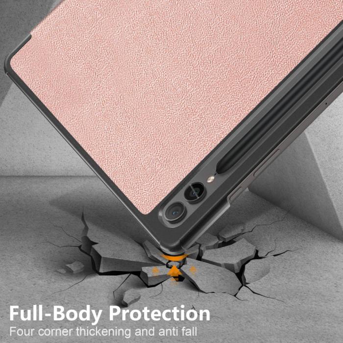 Bild 6,  Samsung Galaxy Tab S9 Plus Fodral Läder Roséguld - Teknikhallen.se