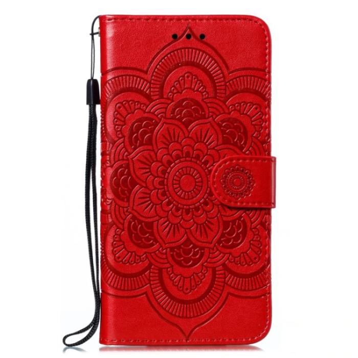 Bild 2,  Samsung Galaxy A24 5G Fodral Mandala Läder Röd - Teknikhallen.se
