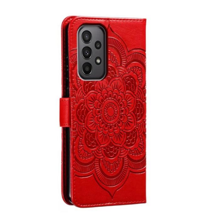 Bild 3,  Samsung Galaxy A24 5G Fodral Mandala Läder Röd - Teknikhallen.se