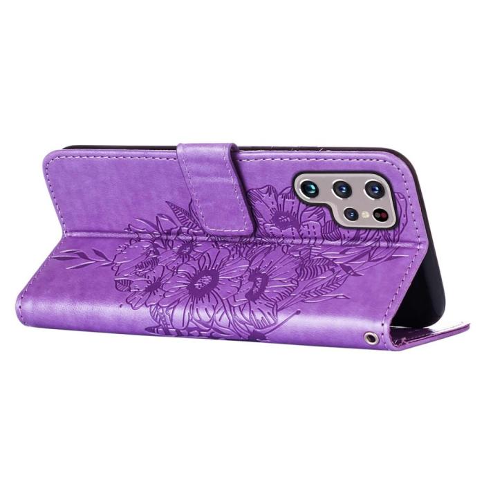 Bild 4,  Samsung Galaxy S23 Ultra Fodral Fjäril Tryck Lila - Teknikhallen.se