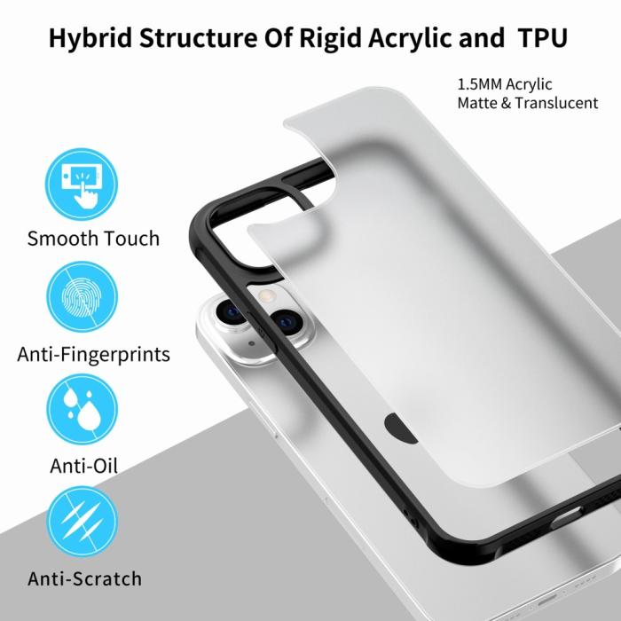 Bild 4, LEEU DESIGN LEEU DESIGN iPhone 14 Skal AirBag Hybrid Matt Svart - Teknikhallen.se
