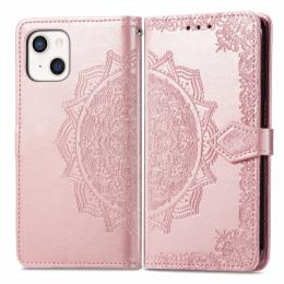  iPhone 13 Mini - Mandala Flower Läder Fodral - Roséguld - Teknikhallen.se