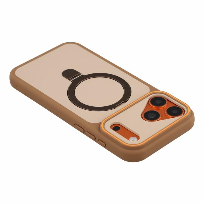 Bild 5,  iPhone 18 Pro / 17 Pro Skal MagSafe Stativ 2-färg Hybrid Brun - Teknikhallen.se