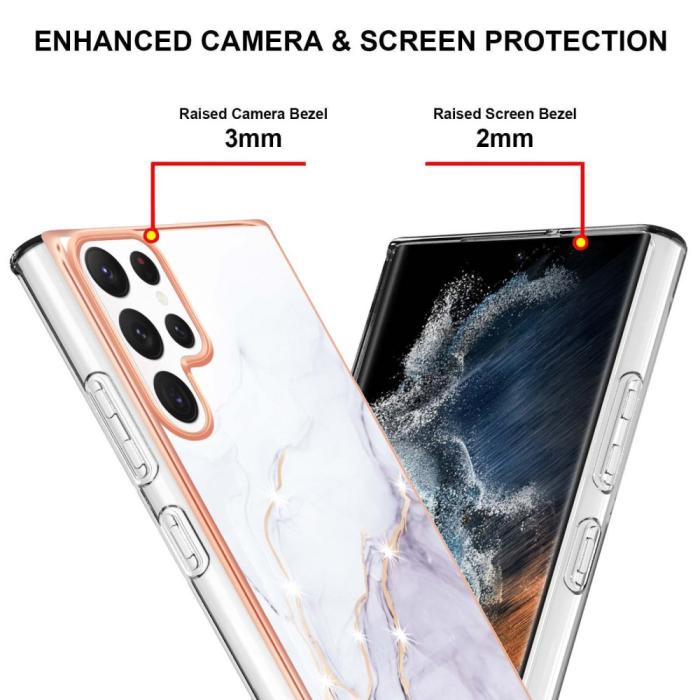 Bild 4,  Samsung Galaxy S23 Ultra Skal Marmor TPU Vit - Teknikhallen.se