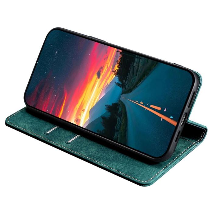 Bild 3,  Samsung Galaxy A15 4G/5G Fodral Retro RFID Läder Grön - Teknikhallen.se