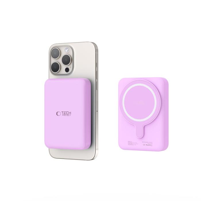 Bild 5, Tech-Protect Tech-Protect 10000 mAh MagSafe Powerbank LifeMag Lila - Teknikhallen.se