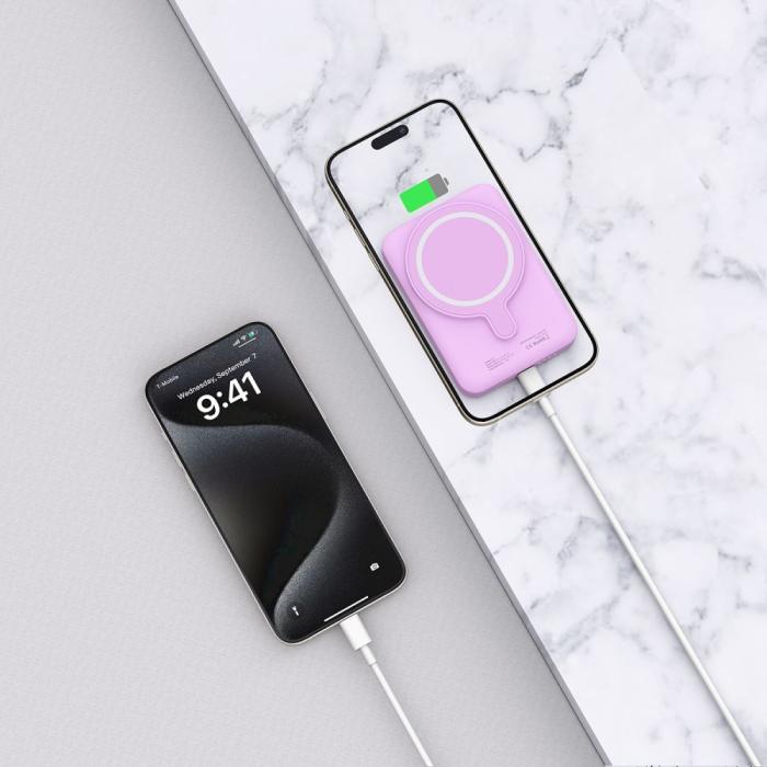 Bild 6, Tech-Protect Tech-Protect 10000 mAh MagSafe Powerbank LifeMag Lila - Teknikhallen.se