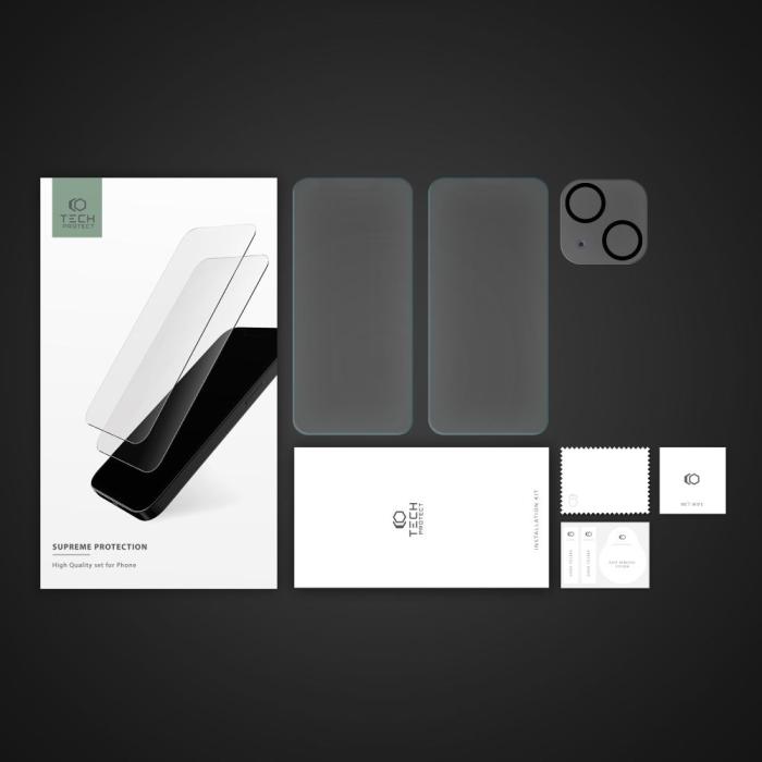 Bild 5, Tech-Protect Tech-Protect iPhone 15 3-PACK Skärmskydd/Linsskydd - Teknikhallen.se