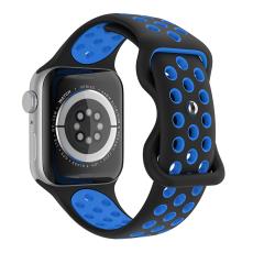 ColorPop Sportarmband Dual-Color Apple Watch 42/41/40/38 mm (M/L) Svart/Bl&aring; - Teknikhallen.se