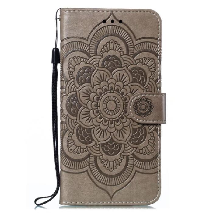 Bild 2,  Samsung Galaxy A24 5G Fodral Mandala Läder Grå - Teknikhallen.se