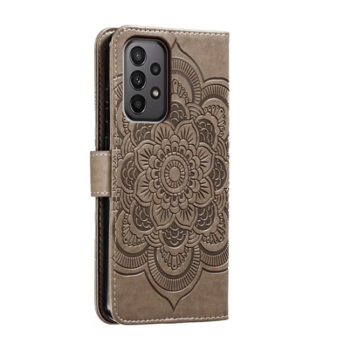 Bild 3,  Samsung Galaxy A24 5G Fodral Mandala Läder Grå - Teknikhallen.se