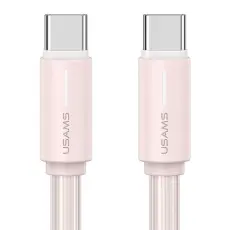 USAMS USAMS 1m 60W USB-C - USB-C Kabel Rosa - Teknikhallen.se