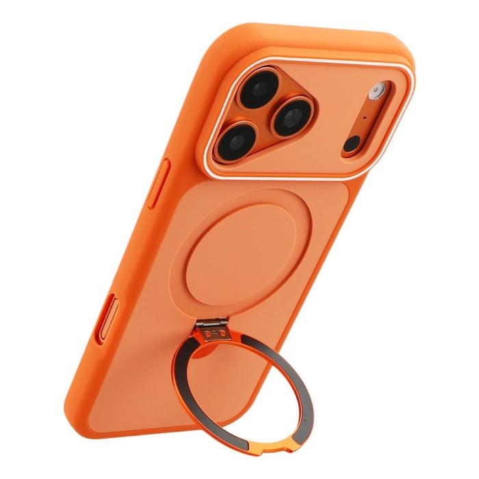 Bild 3,  iPhone 18 Pro / 17 Pro Skal MagSafe Stativ 2-färg Hybrid Orange - Teknikhallen.se