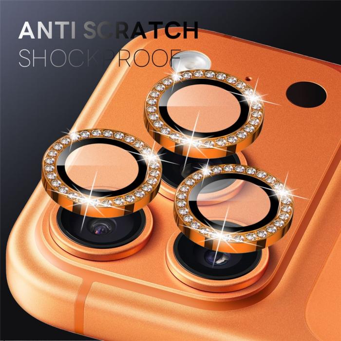 Bild 2, NORTHJO NORTHJO iPhone 17 Pro/17 Pro Max Linsskydd Strass Orange - Teknikhallen.se