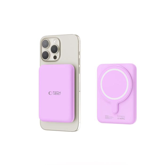 Bild 5, Tech-Protect Tech-Protect 5000 mAh MagSafe Powerbank LifeMag Lila - Teknikhallen.se
