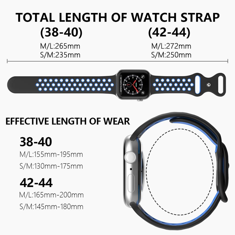 ColorPop Sportarmband Dual-Color Apple Watch 41/40/38 mm (M/L) Svart/Blå - Teknikhallen.se