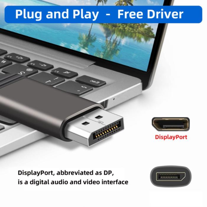 Bild 6,  Mini DisplayPort DP till DisplayPort Adapter 8K 60Hz Blå - Teknikhallen.se