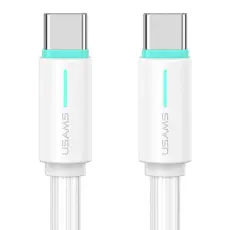 USAMS USAMS 1m 60W USB-C - USB-C Kabel Vit - Teknikhallen.se