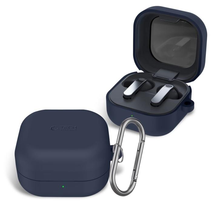 Bild 4, Tech-Protect Tech-Protect Galaxy Buds 4 / 4 Pro Skal Silikon Hook Navy Blue - Teknikhallen.se