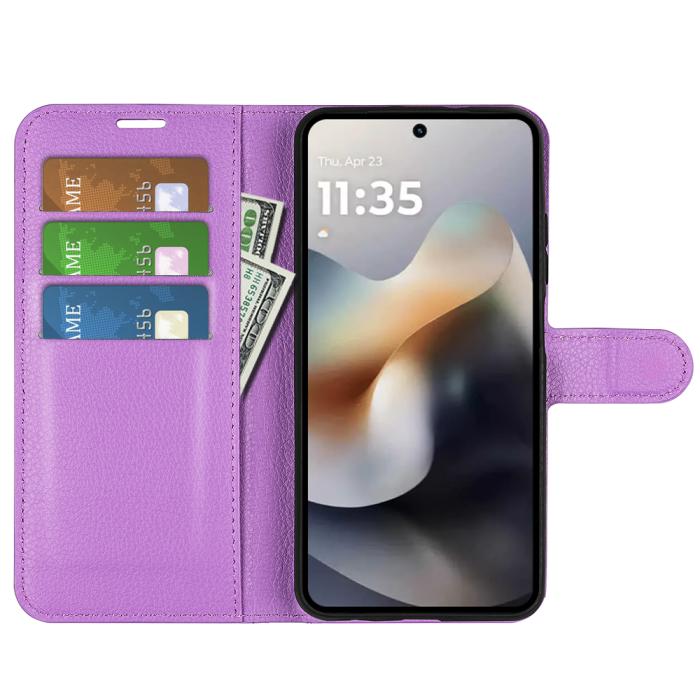 Bild 5,  Motorola Moto G56 5G Fodral Litchi Läder Lila - Teknikhallen.se