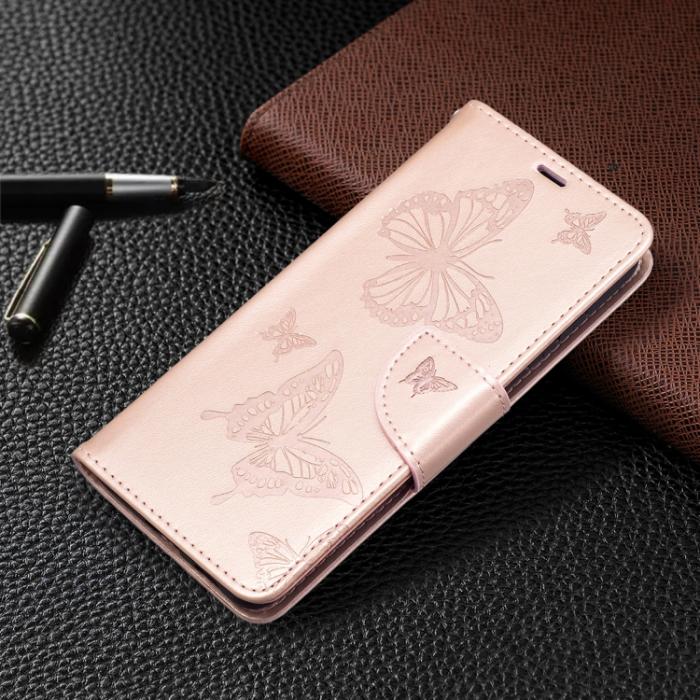 Bild 6,  Samsung Galaxy S21 FE Fodral Butterfly Läder Roséguld - Teknikhallen.se