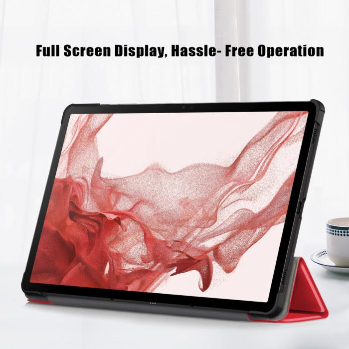 Bild 5,  Samsung Galaxy Tab S9 Plus Fodral Läder Röd - Teknikhallen.se