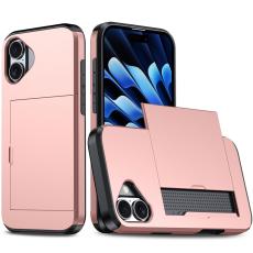  iPhone 17 Skal Hybrid Med Kortfack Ros&eacute;guld - Teknikhallen.se