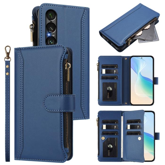 Bild 2,  Sony Xperia 1 VII Fodral Multifunktionellt Läder Blå - Teknikhallen.se