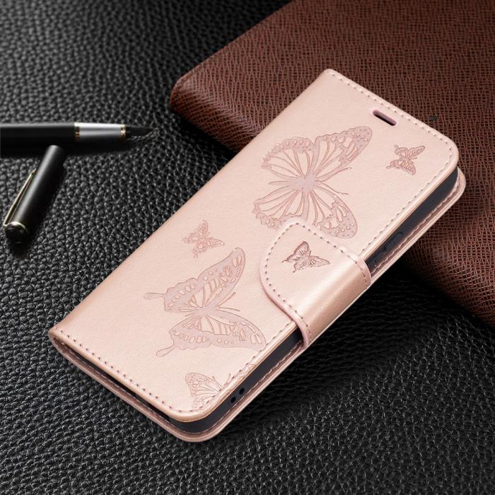 Bild 6,  Samsung Galaxy S22 Plus Fodral Tryckt Fjäril Roséguld - Teknikhallen.se