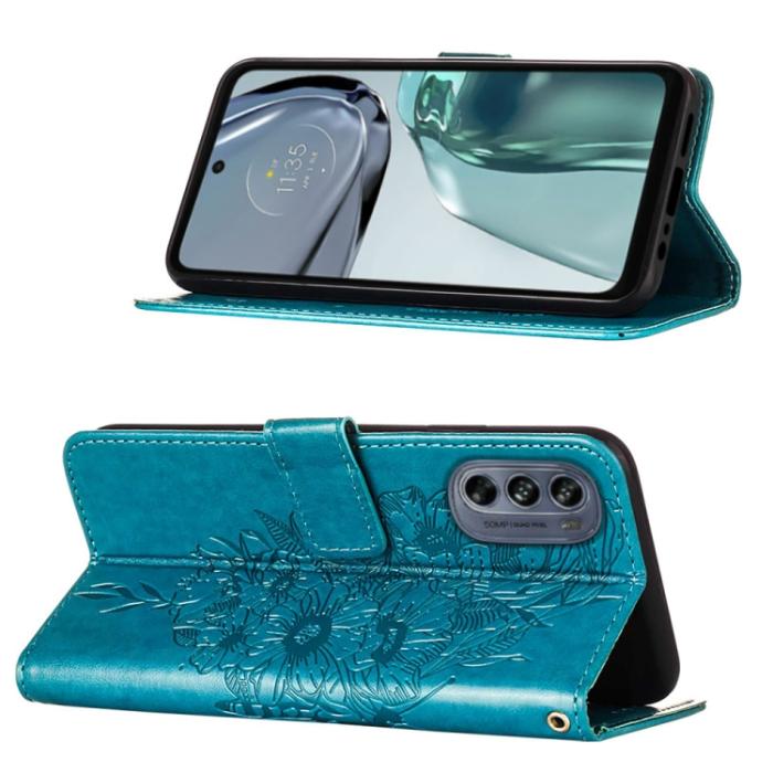 Bild 3,  Motorola Moto G62 5G Fodral Med Fjäril Tryck Blå - Teknikhallen.se