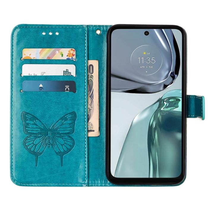 Bild 4,  Motorola Moto G62 5G Fodral Med Fjäril Tryck Blå - Teknikhallen.se