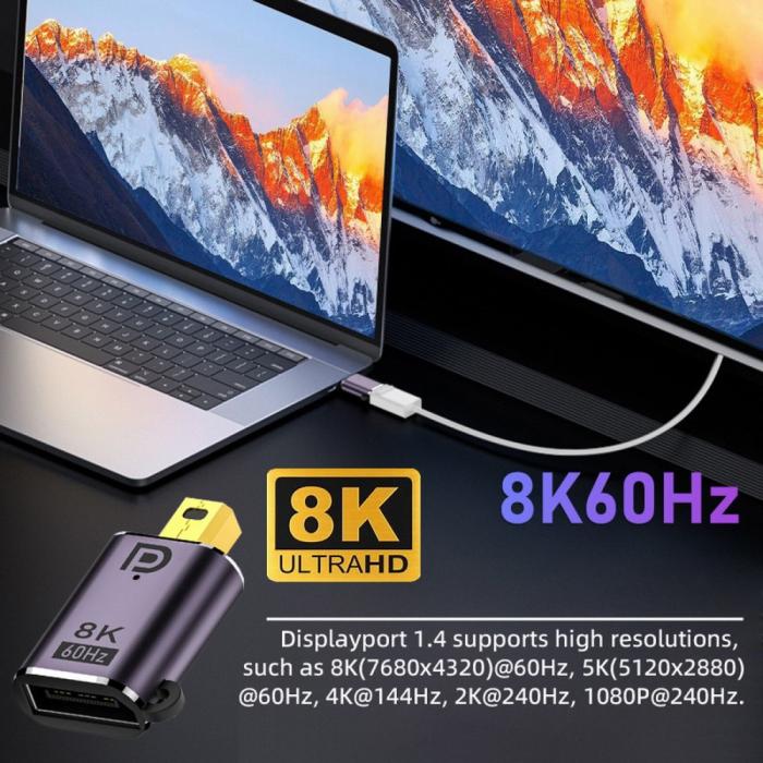 Bild 6,  DP DisplayPort till Mini DisplayPort 1.4 Adapter 8K 60Hz Blå - Teknikhallen.se
