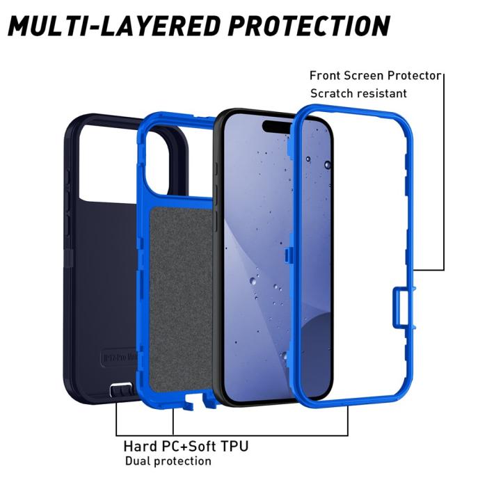 Bild 2,  iPhone 17 Pro Skal Extreme Shockproof Hybrid Blå - Teknikhallen.se
