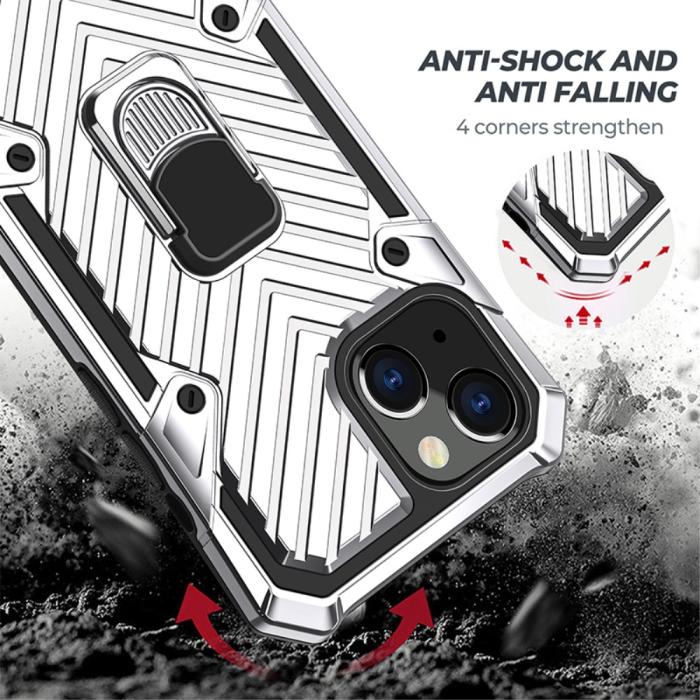 Bild 3,  iPhone 13 Mini - Armor Hybrid Ring Skal - Silver - Teknikhallen.se