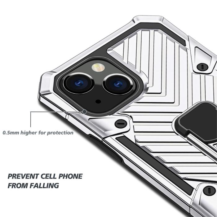 Bild 5,  iPhone 13 Mini - Armor Hybrid Ring Skal - Silver - Teknikhallen.se