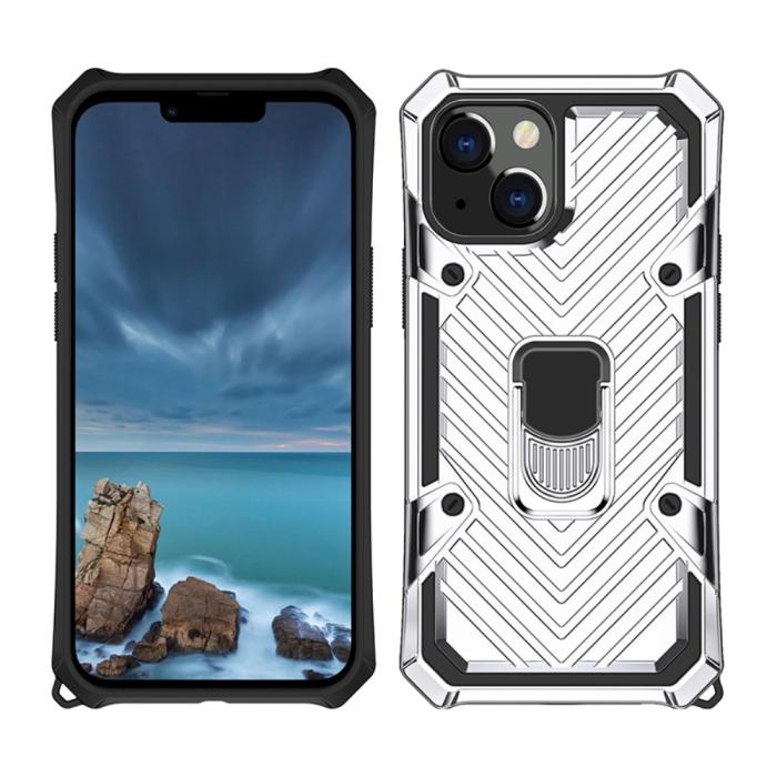 Bild 6,  iPhone 13 Mini - Armor Hybrid Ring Skal - Silver - Teknikhallen.se