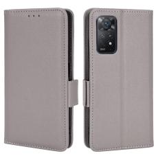  Xiaomi Redmi Note 11 Pro 5G Fodral Litchi Textur Gr&aring; - Teknikhallen.se