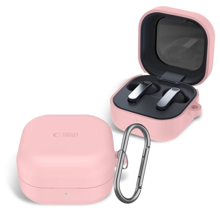Bild 4, Tech-Protect Tech-Protect Galaxy Buds 4 / 4 Pro Skal Silikon Hook Dusty Pink - Teknikhallen.se