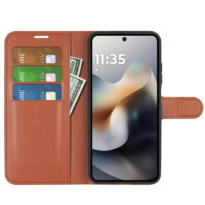 Bild 5,  Motorola Moto G56 5G Fodral Litchi Läder Brun - Teknikhallen.se