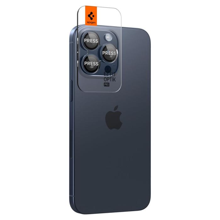 Bild 2, Spigen Spigen iPhone 15 Pro/Pro Max/14 Pro/Pro Max 2-PACK Optik.tR 