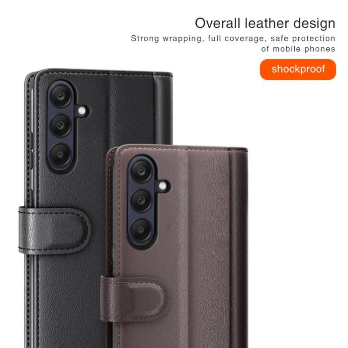 Bild 5,  Samsung Galaxy A16 / A26 5G Fodral Premium Äkta Läder Brun - Teknikhallen.se