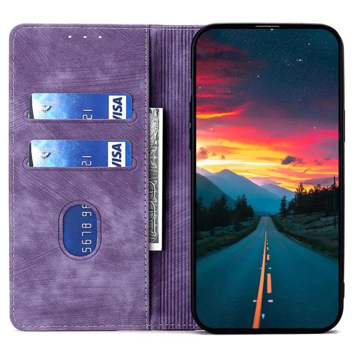 Bild 2,  Samsung Galaxy A15 4G/5G Fodral Retro RFID Läder Lila - Teknikhallen.se