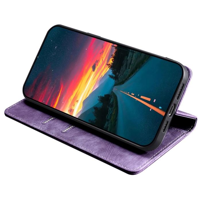 Bild 3,  Samsung Galaxy A15 4G/5G Fodral Retro RFID Läder Lila - Teknikhallen.se